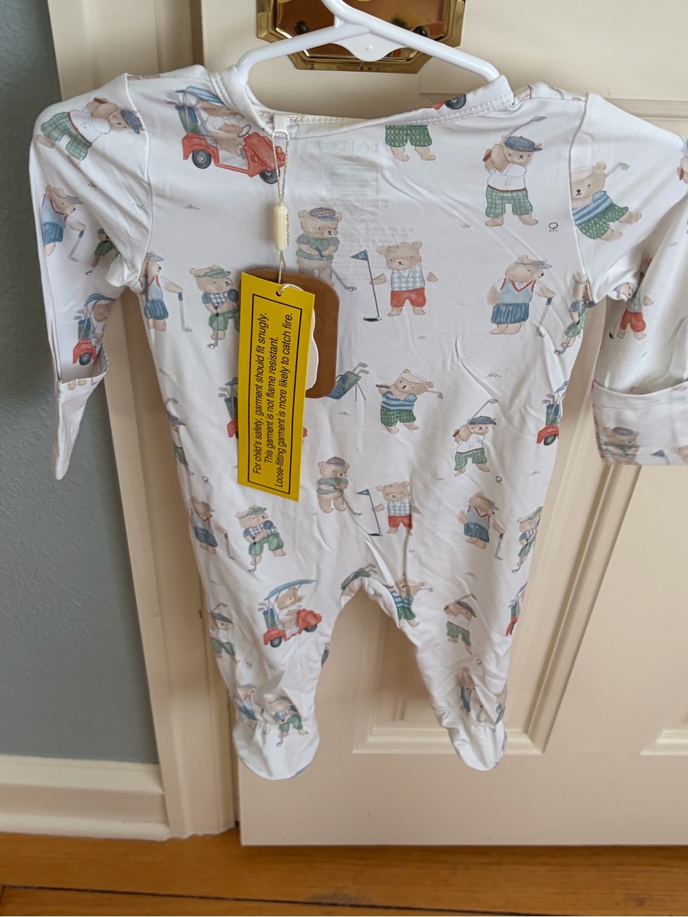 NWT Angel Dear Bamboo Teddy Bear Golfing Footed One-Piece Pajama - Picture 4 of 10